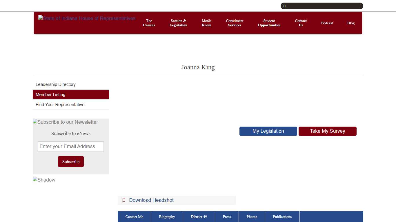 Joanna King State of Indiana House of Representatives